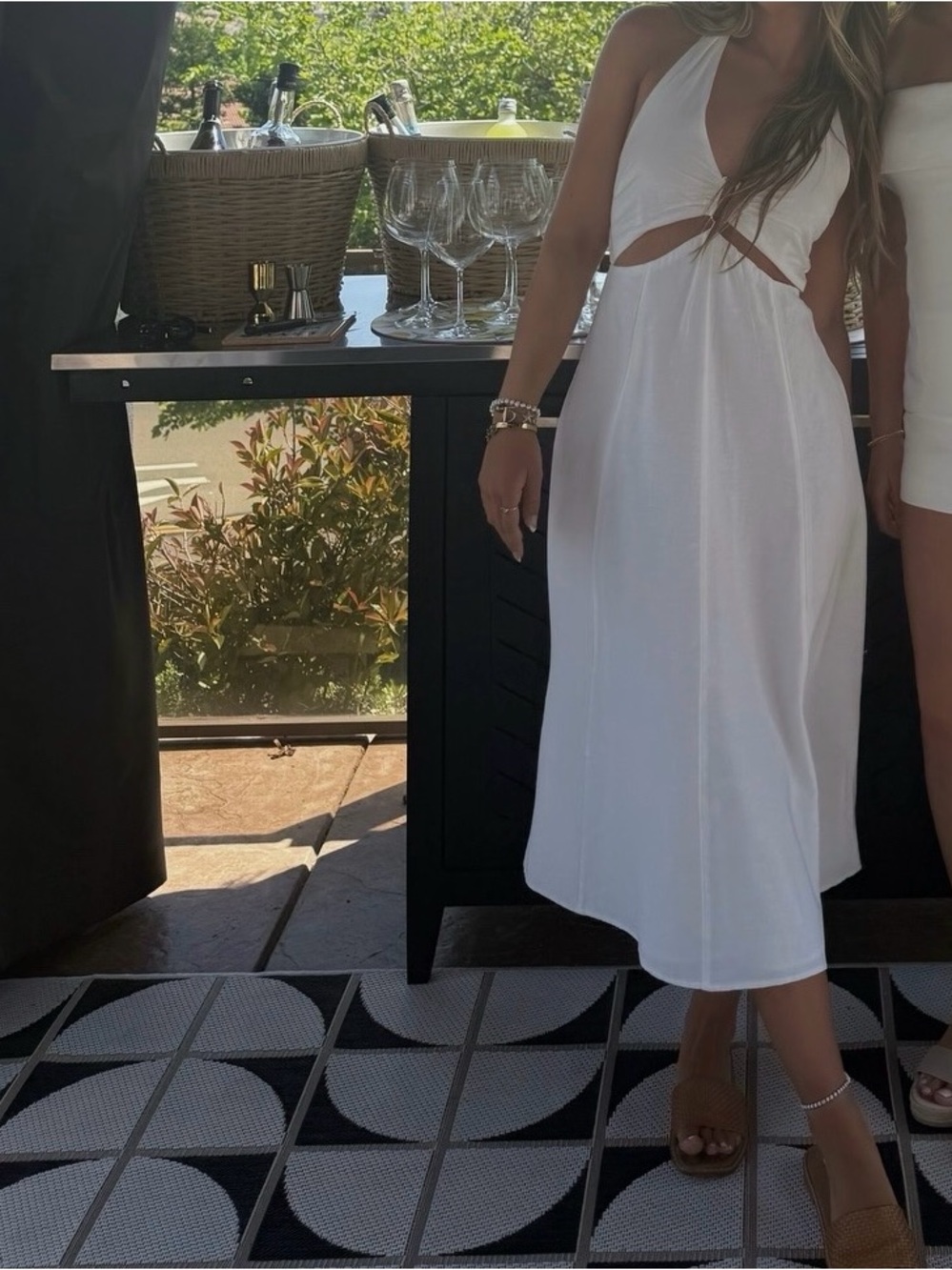 White Halter Cutout Midi Dress - Elegant Summer Style L space dress